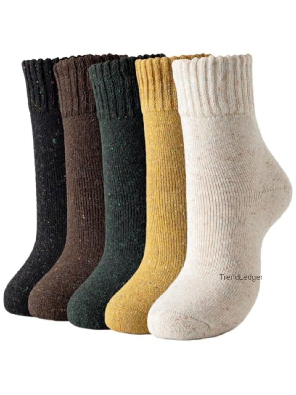 Wool Crew Calf Socks Women's Warm Winter Hiking Boot Socks 5 Pairs